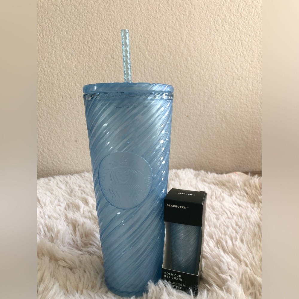 NWT Starbucks Summer 2024 Iridescent Swirl Spiral Pearl Blue Venti Tumbler